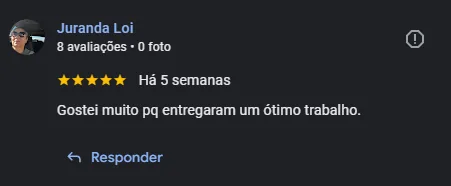 Avaliação 5 estrelas de Juranda Loi sobre o trabalho da Exalty